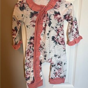 Floral Baby Onesie with Ruffle Trim
